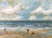 Fine Vintage Mid C20th Impressionist Oil on Board - Figures on a Beach SOLD