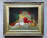 Superb Large Early C20th Still Life Oil on Canvas - Mixed Fruit on a Ledge - Bertram Priestman (1868-1951) SOLD