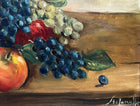 Fabulous C19th Victorian Still Life Oil on Canvas - Apples & Grapes on a Ledge SOLD