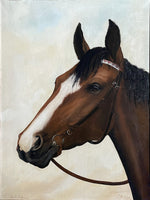 Excellent Vintage Mid C20th Oil on Canvas portrait of an East Friesian Horse by Christine Brisley SOLD