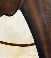 Excellent Vintage Mid C20th Oil on Canvas portrait of an East Friesian Horse by Christine Brisley SOLD
