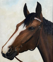 Excellent Vintage Mid C20th Oil on Canvas portrait of an East Friesian Horse by Christine Brisley SOLD