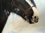 Stunning Vintage Mid C20th Oil on Canvas portrait of a Clydesdale Horse by Christine Brisley  SOLD