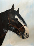 Stunning Vintage Mid C20th Oil on Canvas portrait of a Clydesdale Horse by Christine Brisley  SOLD