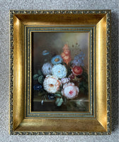 Exquisite Vintage Dutch School Oil on Panel - Mixed Flowers on a Ledge - R.Gessner SOLD