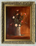 Fine Vintage Still Life Oil on Board - Flowers in a Vase