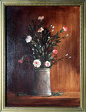 Fine Vintage Still Life Oil on Board - Flowers in a Vase