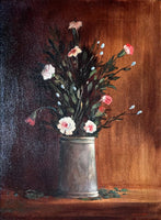 Fine Vintage Still Life Oil on Board - Flowers in a Vase