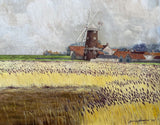 Superb Vintage East Anglian School Oil on Canvas Board - Cley Mill by Dennis Howlett 1977 SOLD