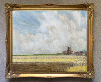 Superb Vintage East Anglian School Oil on Canvas Board - Cley Mill by Dennis Howlett 1977 SOLD