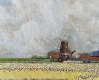 Superb Vintage East Anglian School Oil on Canvas Board - Cley Mill by Dennis Howlett 1977 SOLD