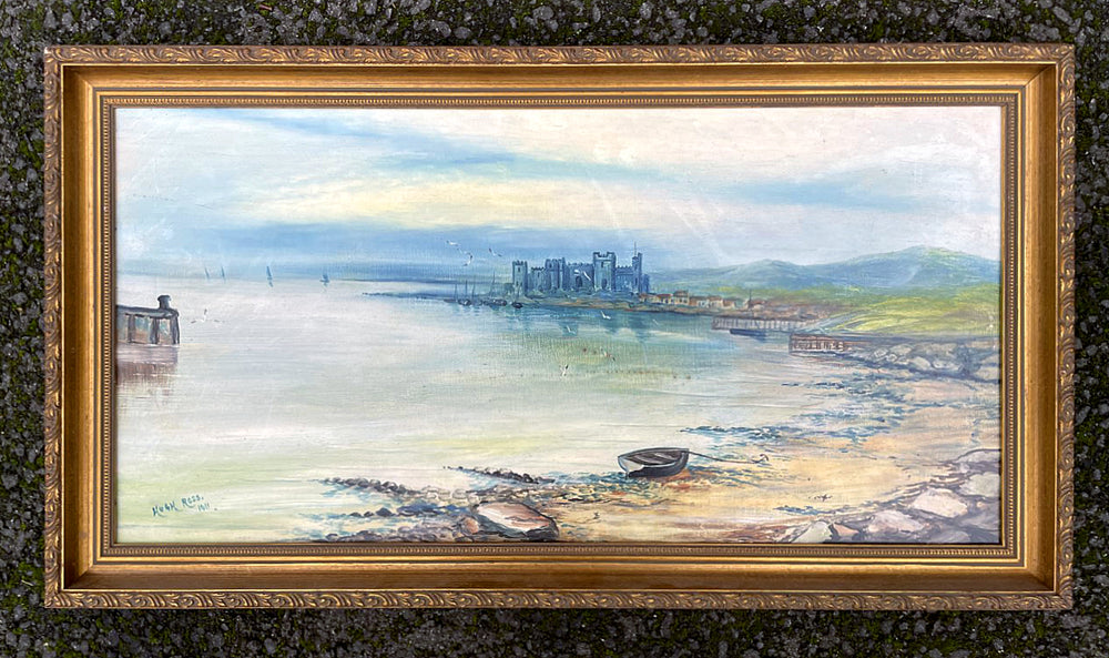 Fine Edwardian Oil on Canvas - Extensive Harbour Scene - Hugh Ross 1911 SOLD