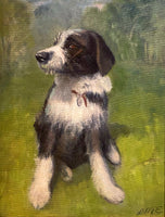 Beautiful Early C20th Oil on Canvas Board Portrait of a Border Collie SOLD