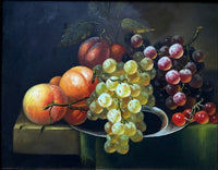 Exquisite Early C20th English School Oil on Wood Panel - Still Life of Fruit on a Ledge SOLD