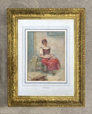 Superb C19th Victorian Watercolour - Young Woman repairing Fishing Nets - John Parker SOLD RWS 1839-1915