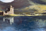 Superb Mid C20th Vintage Oil on Board of Eilean Donan Castle at Dornie - Charles Combe SOLDr