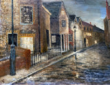 Delightful Early C20th Vintage English School Oil on Board - Twilight Street Scene SOLD