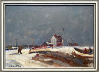 Superb C20th Vintage Oil on Board - Geoffrey Chatten - Coastal Scene in Winter SOLD