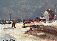 Superb C20th Vintage Oil on Board - Geoffrey Chatten - Coastal Scene in Winter SOLD