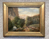 Fine C19th Victorian Oil on Canvas depicting Figures on a Mountain Track SOLD