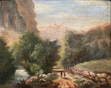 Fine C19th Victorian Oil on Canvas depicting Figures on a Mountain Track SOLD