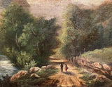 Fine C19th Victorian Oil on Canvas depicting Figures on a Mountain Track SOLD