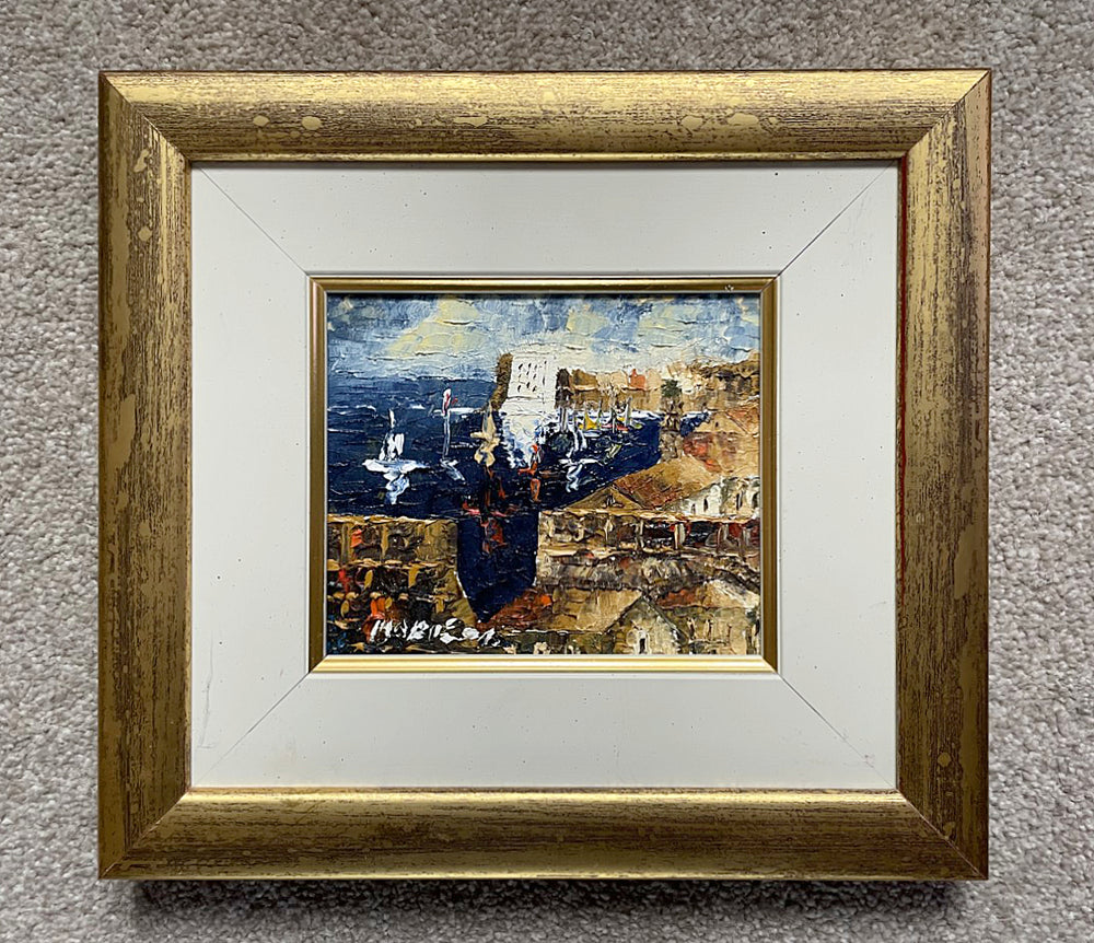 Fine C20th Vintage Expressionist Oil on Canvas - Harbour Scene SOLD