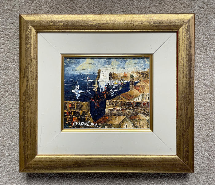 Fine C20th Vintage Expressionist Oil on Canvas - Harbour Scene SOLD