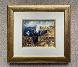 Fine C20th Vintage Expressionist Oil on Canvas - Harbour Scene