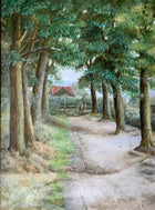 Fine C19th Victorian Oil on Canvas - Rural Woodland Path & Cottage - A Shiers SOLD