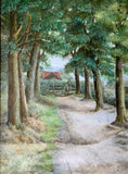 Fine C19th Victorian Oil on Canvas - Rural Woodland Path & Cottage - A Shiers SOLD