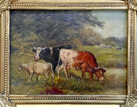 Exquisite Late C19th Victorian Oil on Board depicting Cattle Grazing - Christopher Mark Maskell (1849-1933) SOLD