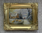 Exquisite Late C19th Victorian Oil on Board depicting Sheep by a Cottage - Christopher Mark Maskell (1849-1933) SOLD