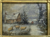 Exquisite Late C19th Victorian Oil on Board depicting Sheep by a Cottage - Christopher Mark Maskell (1849-1933) SOLD
