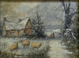 Exquisite Late C19th Victorian Oil on Board depicting Sheep by a Cottage - Christopher Mark Maskell (1849-1933) SOLD
