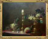 Stunning Mid C20th Vintage English School Oil on Canvas Board - Still Life with Fruit - Robert Caspers SOLD
