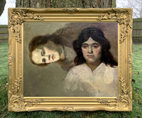 Fine Early C20th Edwardian Oil on Board Study of 2 Young Women SOLD