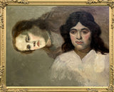 Fine Early C20th Edwardian Oil on Board Study of 2 Young Women SOLD