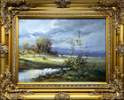Exquisite Vintage C20th Mid Oil on Canvas Board - Figures in a Rural Landscape by Valerio Rotini SOLD