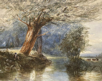 Fine Mid C19th Victorian Watercolour - Angler in a River Landscape - Cornelius Pearson (1805-1891) SOLD