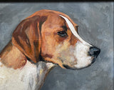 Fine Vintage Mid C20th English School Oil on Board Portrait of a Foxhound SOLD