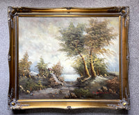 Fine Large Vintage Mid C20th Oil on Canvas - Rural Cottage in a Landscape - B.Groneman SOLD