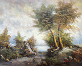 Fine Large Vintage Mid C20th Oil on Canvas - Rural Cottage in a Landscape - B.Groneman SOLD