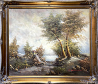 Fine Large Vintage Mid C20th Oil on Canvas - Rural Cottage in a Landscape - B.Groneman SOLD