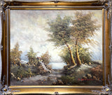 Fine Large Vintage Mid C20th Oil on Canvas - Rural Cottage in a Landscape - B.Groneman SOLD