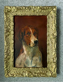 Delightful Antique English School Oil on Board Portrait of a Fox Hound SOLD