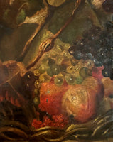 Exquisite Mid C19th Victorian Still Life Oil on Canvas - Mixed Fruit on a Ledge SOLD