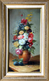 Exquisite Vintage C20th Oil on Wood Panel - Flowers in a Brown Bowl - Terrence Alexander SOLD