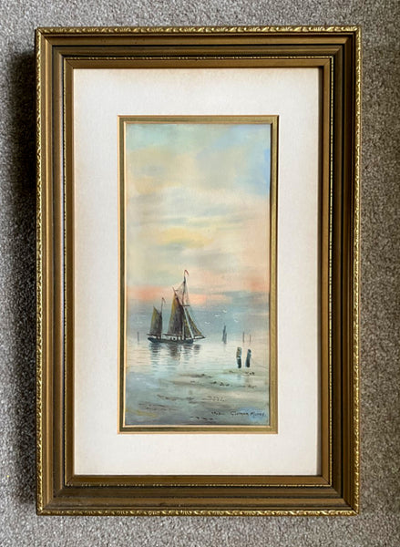 Fine Early C20th Antique Watercolour depicting Shipping in Calm Waters by Garman Morris (act 1900-1930) SOLD