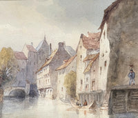 Peter de Wint (1784-1849) Fine Early C19th Regency Watercolour of a Canal Scene SOLD